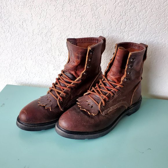 Red Wing Shoes Other - Red Wing Vintage 931 Logger Lace Up Boots Size 8.5D Men's Brown Leather Made USA